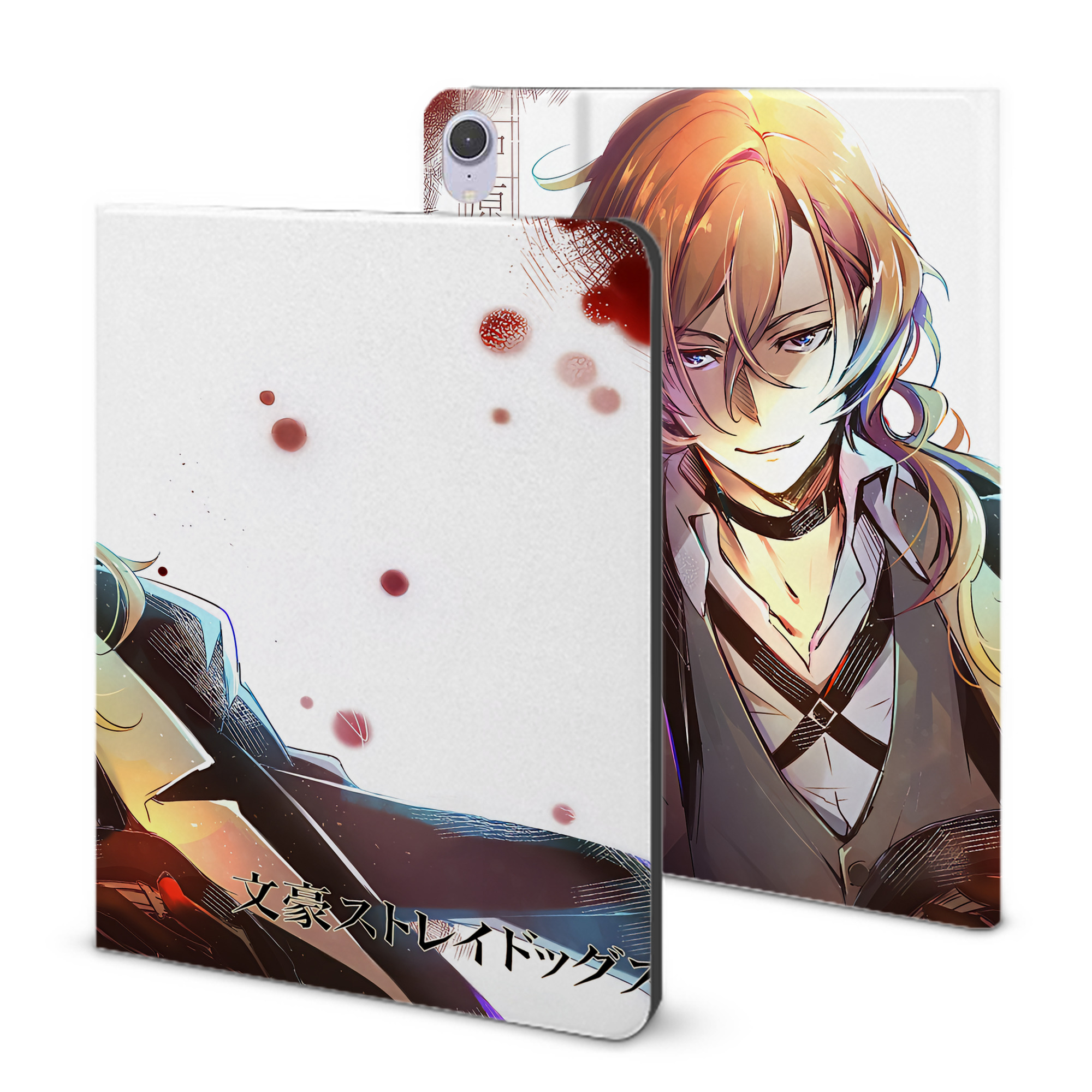 （画像用） 文豪ストレイドッグス Bungo Stray Dogs IPad ケース ブック型 PUレザー TPU 耐衝撃 軽量 薄型 ペン収納なし 全面保護 IPad 各モデル対応